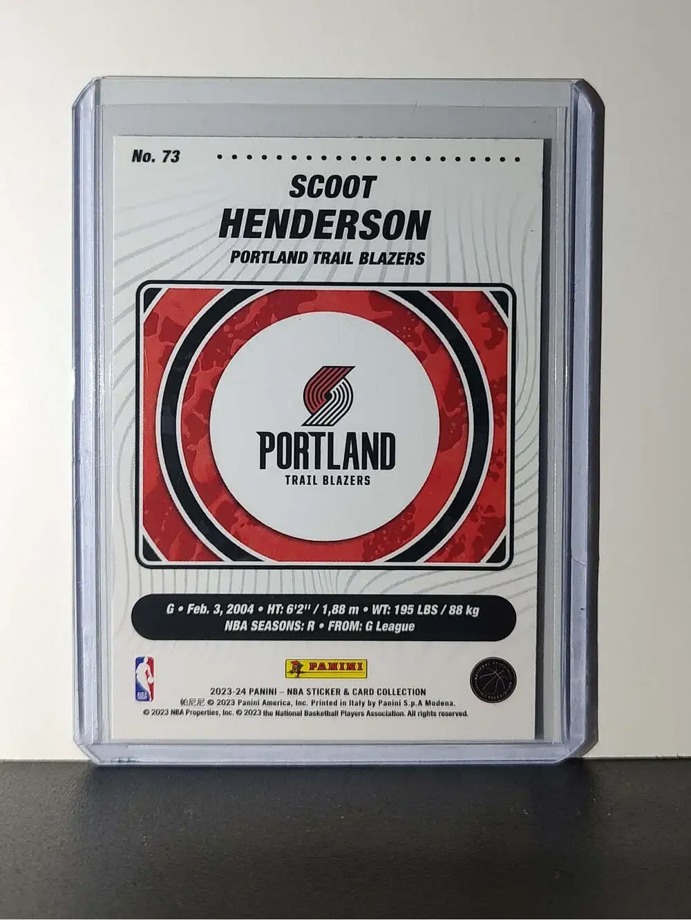 Scoot Henderson Rookie 2023-24 Panini NBA Sticker Foil Card #73 Trail Blazers